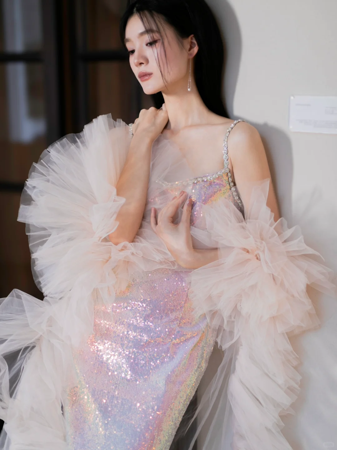 Shiny Pink Sheath Straps Rhinestone Sequin Prom Dress Evening Dress Party Dress SH4220