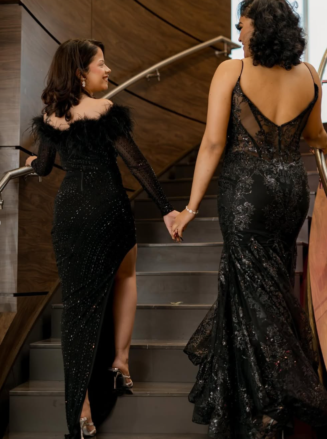 Sexy Mermaid Spaghetti Strap Black Sequin Tulle Long Prom Dress Graduation Prom Dress SH2465