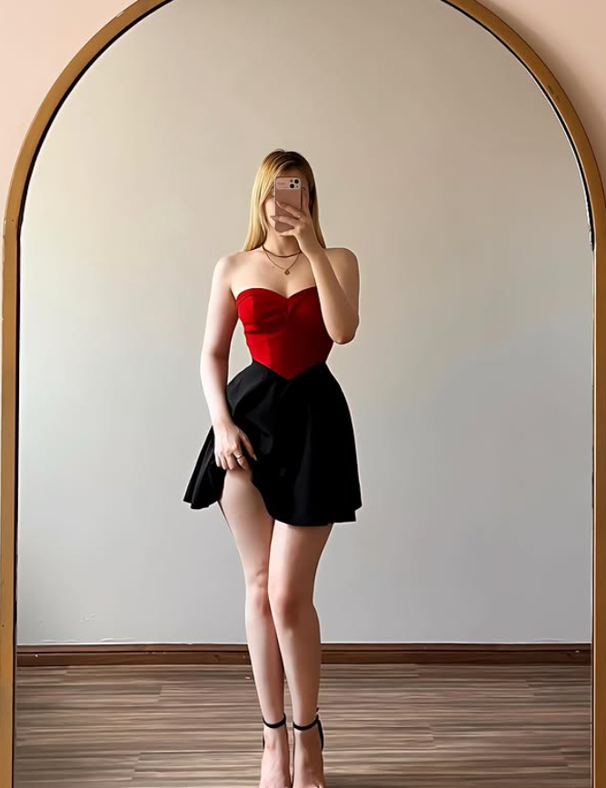 Black-red A Line Sweetheart Neck Satin Short Prom Dress Homecoming Dress SH9068