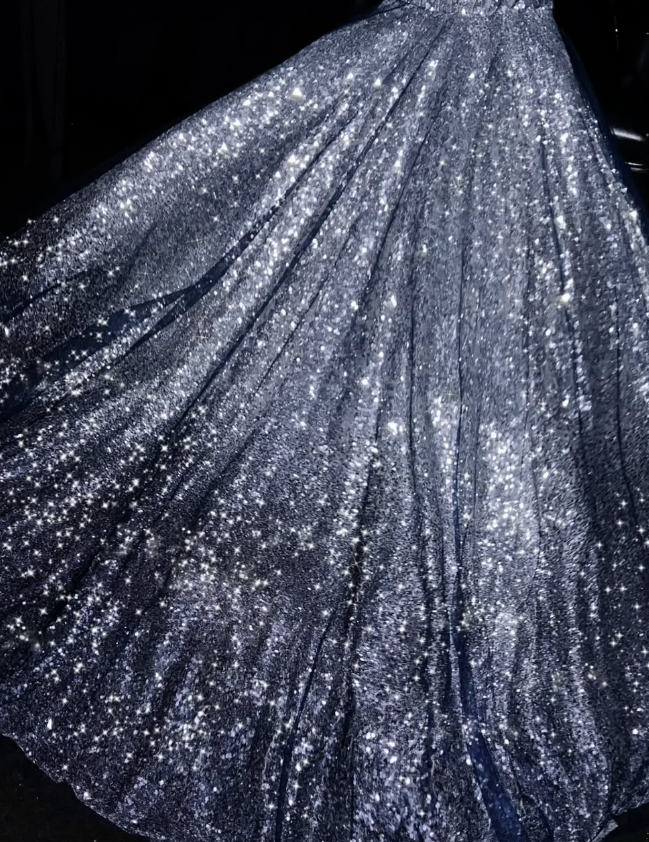 Shiny A Line Spaghetti Strap Rhinestone Silver Sequin Long Prom Dress Graduation Prom Dress SH2488