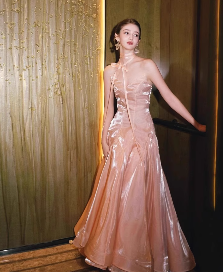 Stunning Pink A Line Sweetheart Neck Satin Prom Dress Evening Dress 16th Birthday Dress SH4048