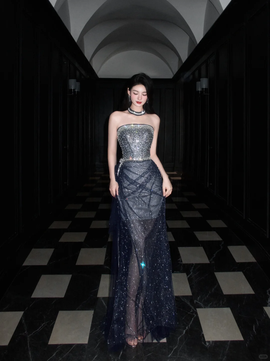 Shiny Grey A Line Strapless Rhinestone Tulle Long Prom Dress Party Dress SH4194