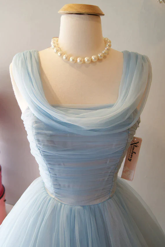 Vintage Blue Homecoming Dress,Elegant Prom Dress SH644