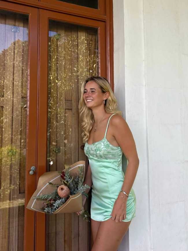 Green Exquisite Beaded A Line Satin Mini Homecoming Dress Cocktail Dress SH3446