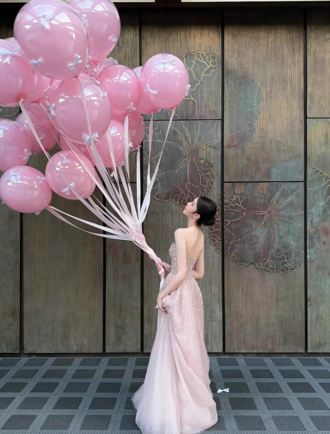 Pink Flowy Charming A Line Sweetheart Neck Sequin Tulle Long Prom Dress Formal Dress SH3667