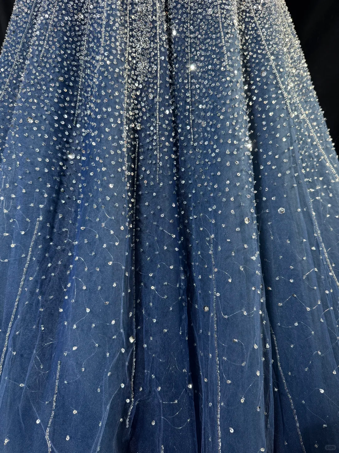 Dreamy Blue Ombre A Line Strapless Beaded Tulle Prom Dress Evening Dress SH5604
