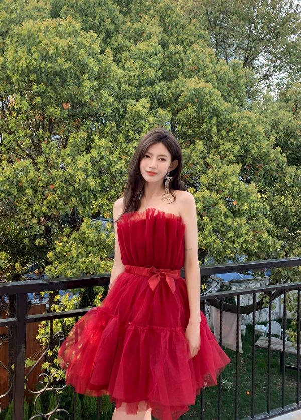 Burgundy A Line Strapless Tulle Short Outfit Party Dress Homecoming Dr shinydress Burgundy A Line Strapless Tulle Short Outfit Party Dress Homecoming Dr shinydress