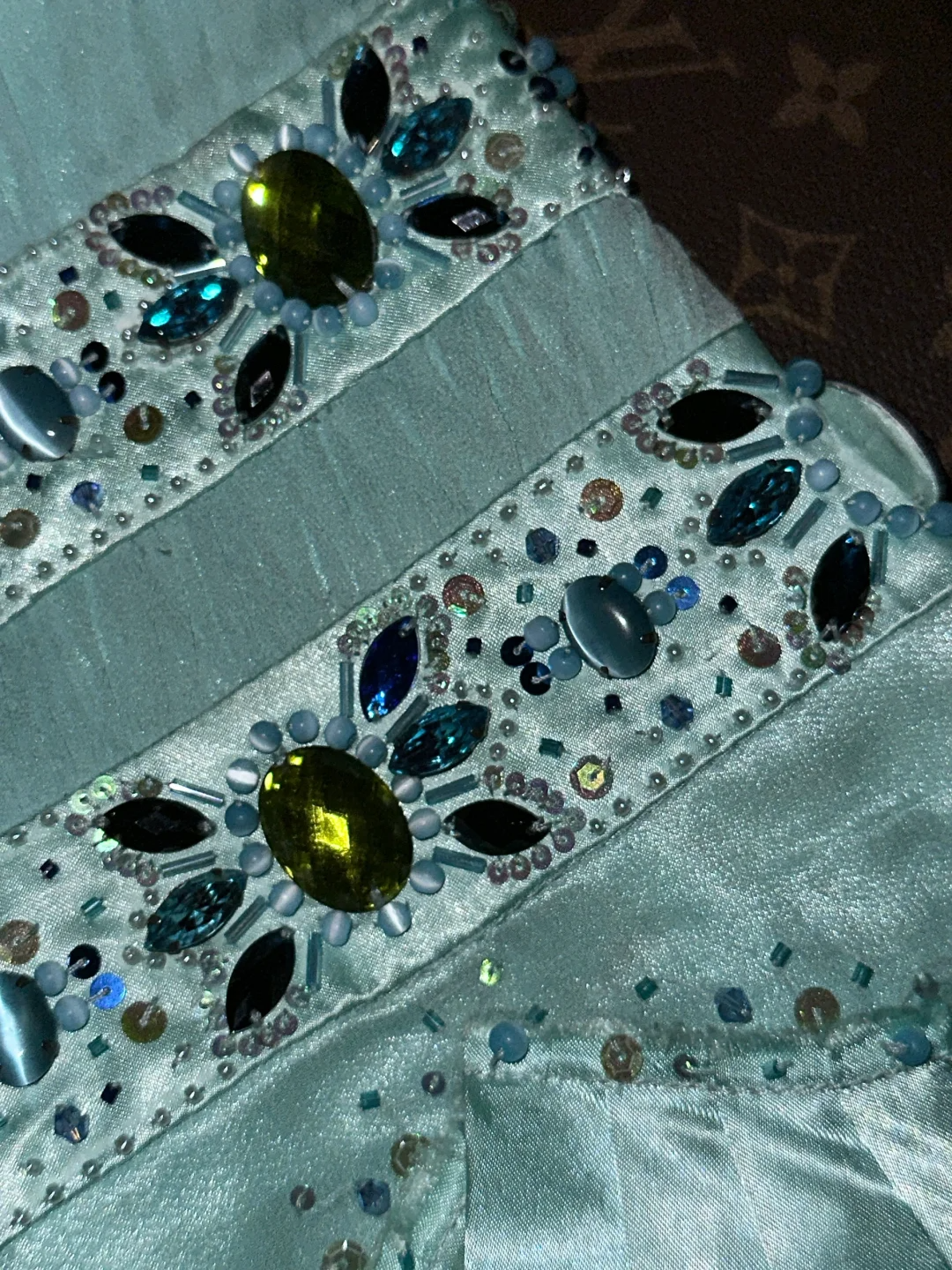 Cute A Line Beaded Layered Blue Ombre Satin Short Homecoming Dress Cocktail Dress SH3077
