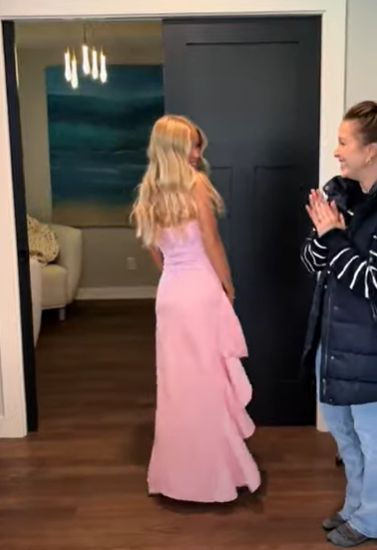 Pink Split Prom Dress Formal Graduation Gown SH1443