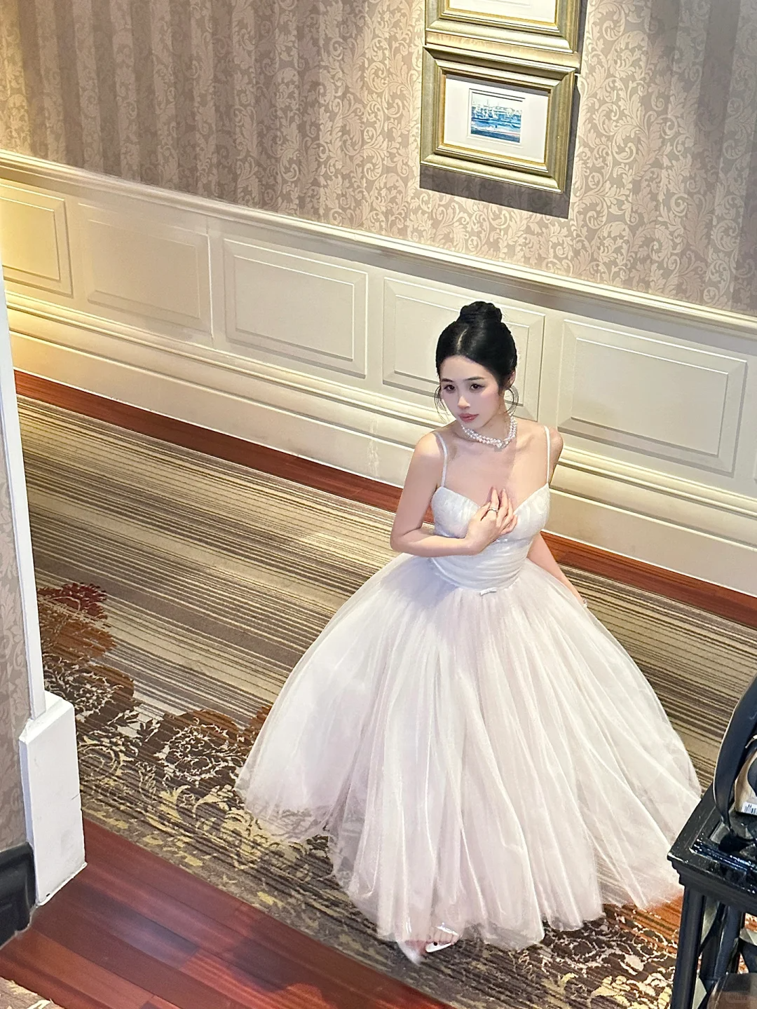 Princess A Line Spaghetti Strap White Tulle Birthday Dress Party Dress SH3400