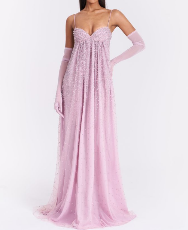 Gentle Pink A Line Spaghetti Strap Sequin Tulle Long Prom Dress Evening Dress Formal Dress SH3656