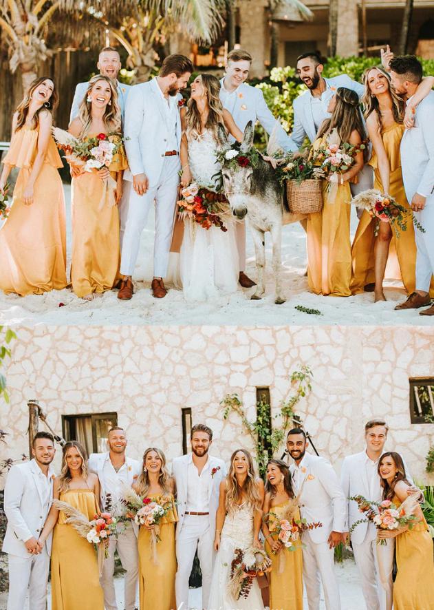 Orange Chiffon Convertible Stylish Off The Shoulder Column With Slit Bridesmaid Dresses SH5579