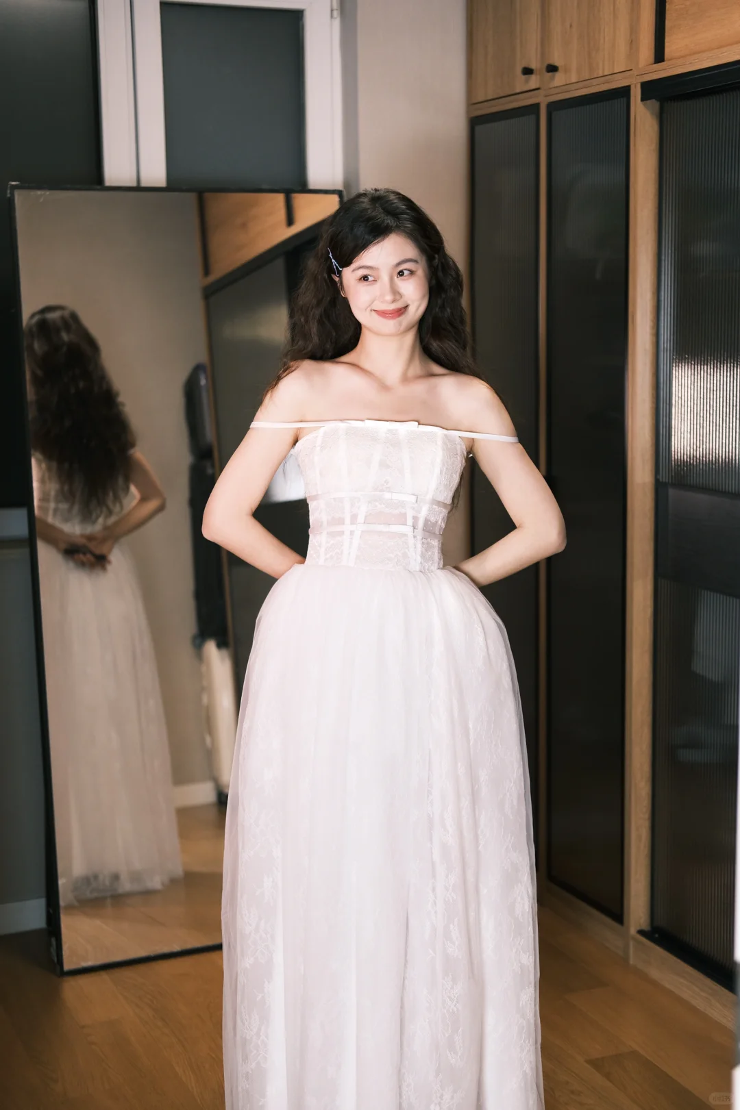 Pretty White A Line Spaghetti Strap Lace Long Prom Dress Wedding Dress SH4189