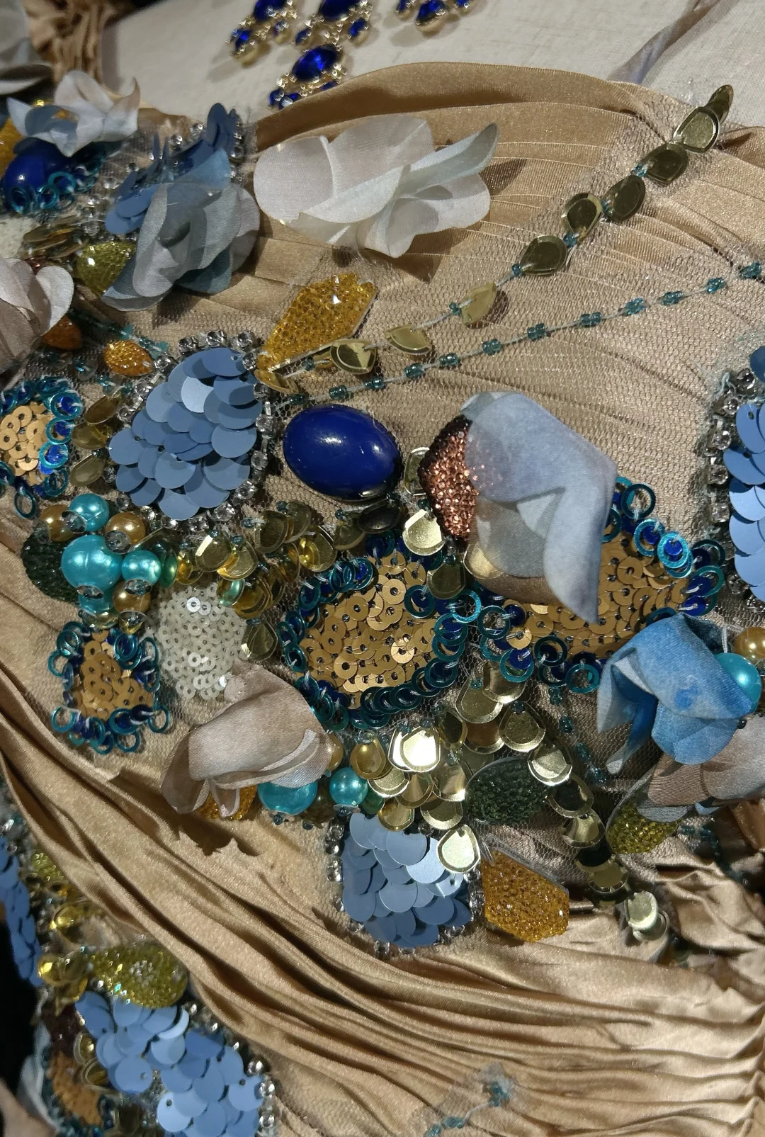 Gorgeous Mermaid Straps Appliques Print Flower Organza Satin Prom Dress Evening Dress SH3333