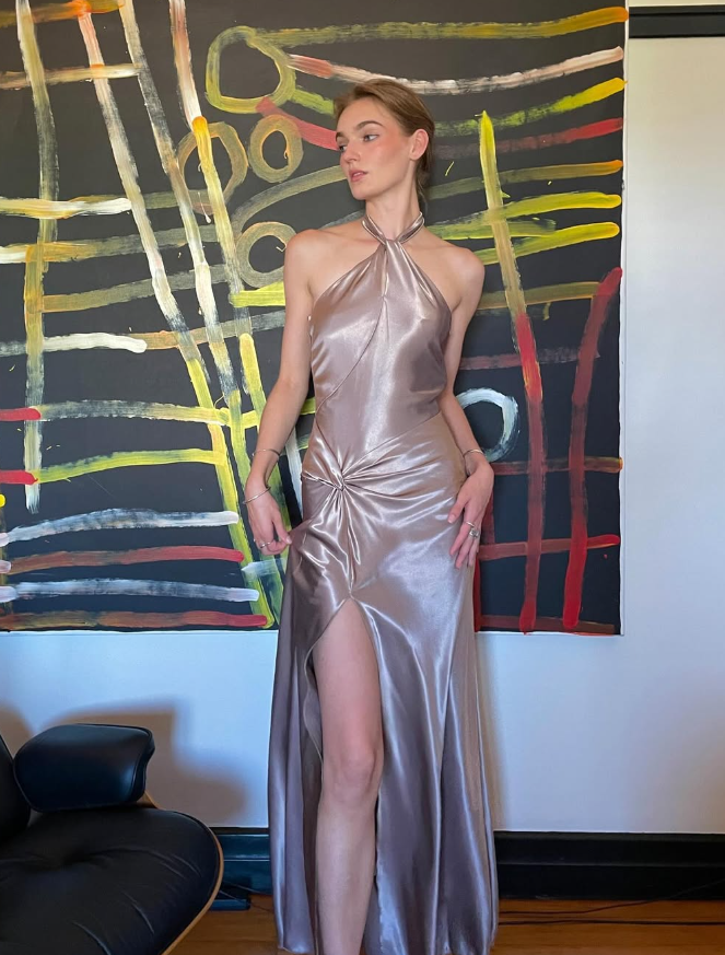 Simple A Line Halter Brown Satin Open Back Long Prom Dress Graduation Prom Dress with Slit SH2594 Simple A Line Halter Brown Satin Open Back Long Prom Dress Graduation Prom Dress with Slit SH2594