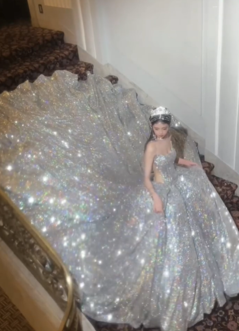Stunning A Line Strapless Silver Sequin Long Prom Dress Graduation Prom Dress SH2459