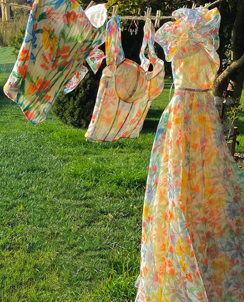 Unique Print Floral A Line Off the Shoulder Chiffon Long Prom Dress Party Dress SH4034