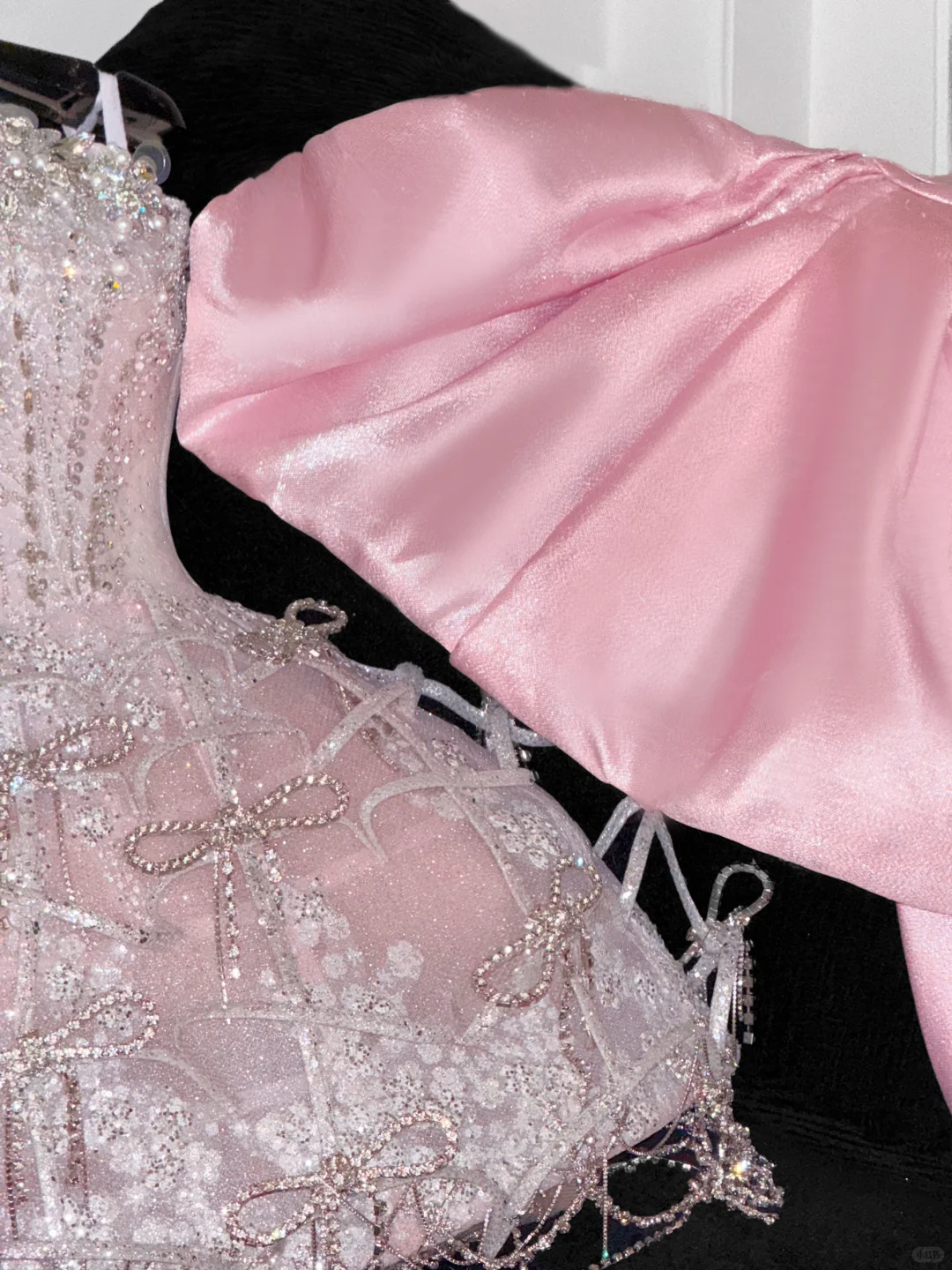 Pink Bow A Line Strapless Silver Sequin Beaded Tulle Homecoming Dress Party Dress SH3418