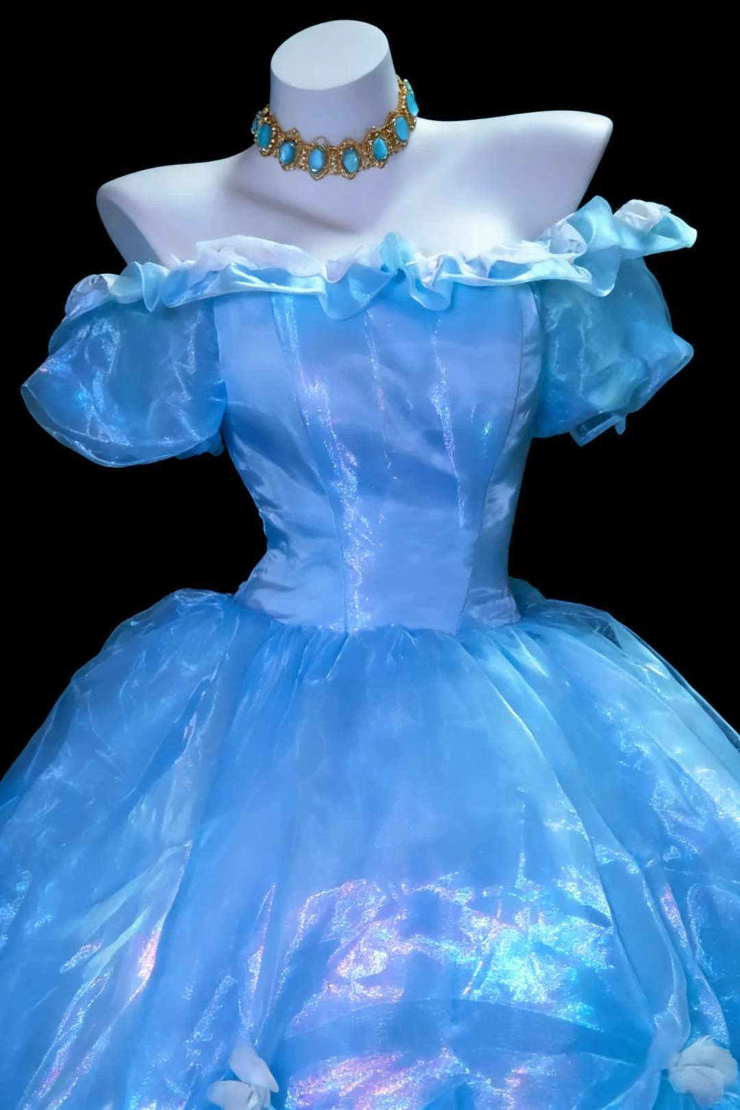 Dreamy Blue CindeRella Gown Organza Long Graduation Prom Dress SH5289