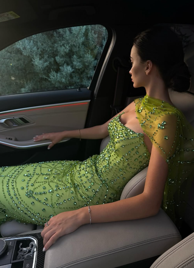 Green Sheath Strapless Rhinestone Tulle Prom Dress Evening Dress SH4545