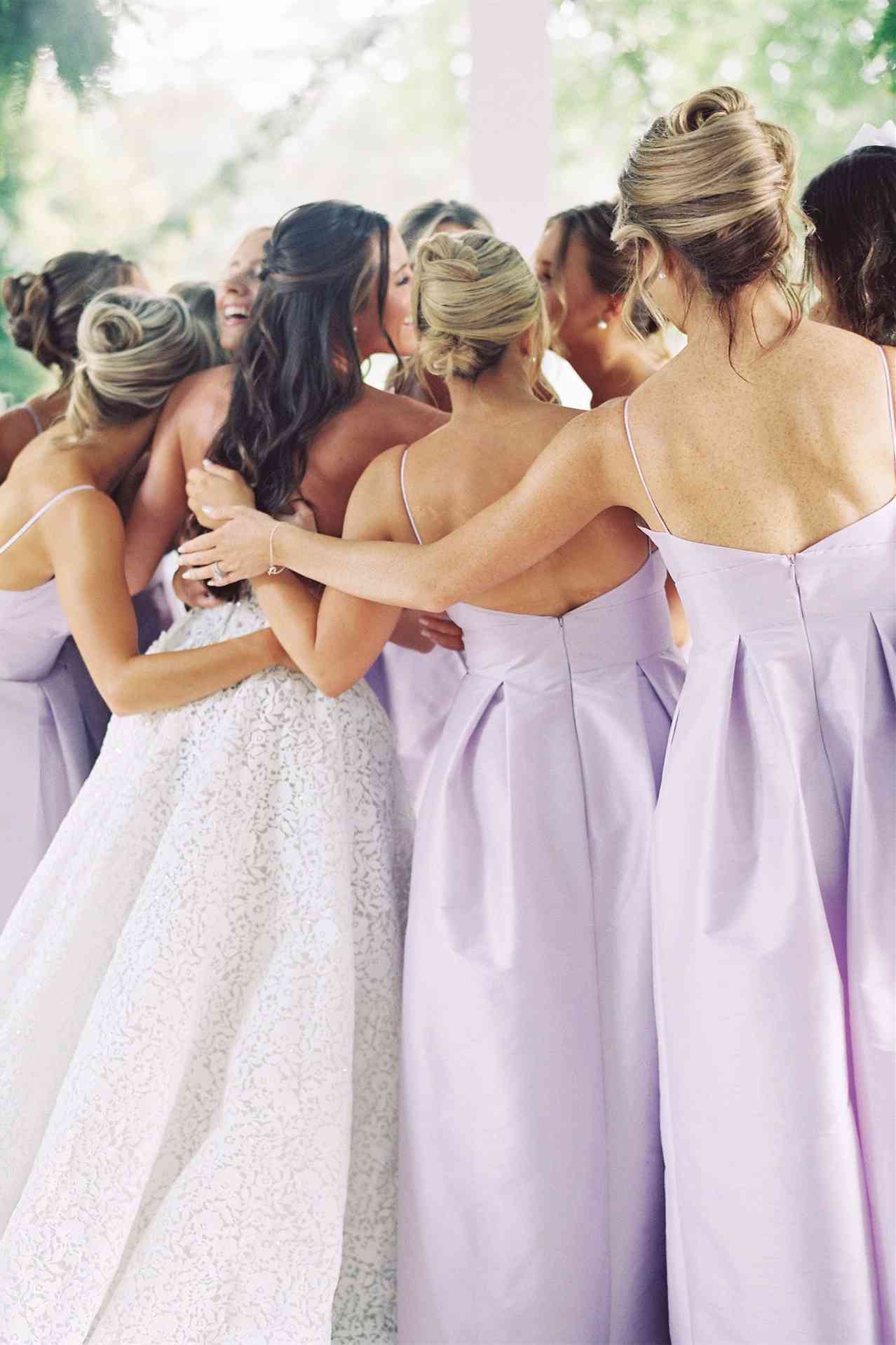 V-neck Lilac Ruched A-line Bridesmaid Dress SH6553