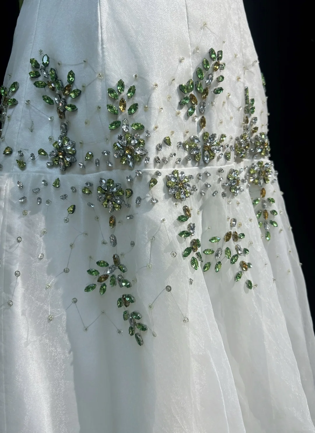 Vintage A Line Spaghetti Strap Green Appliques Beaded Tulle Satin Homecoming Dress SH3337