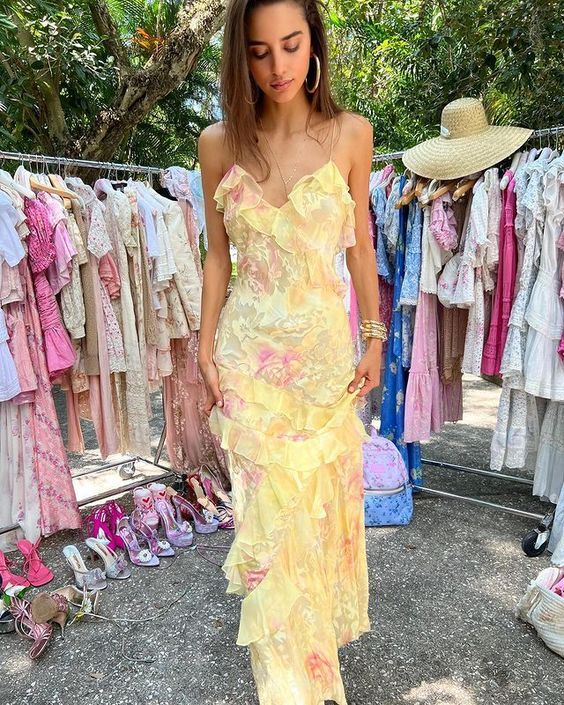 Lovely Yellow Ruffles Long Prom Dress Evening Dress SH963 Lovely Yellow Ruffles Long Prom Dress Evening Dress SH963