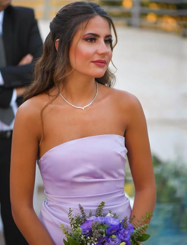 Simple Purple A Line Strapless Satin Long Prom Dress Evening Dress with Slit SH6533
