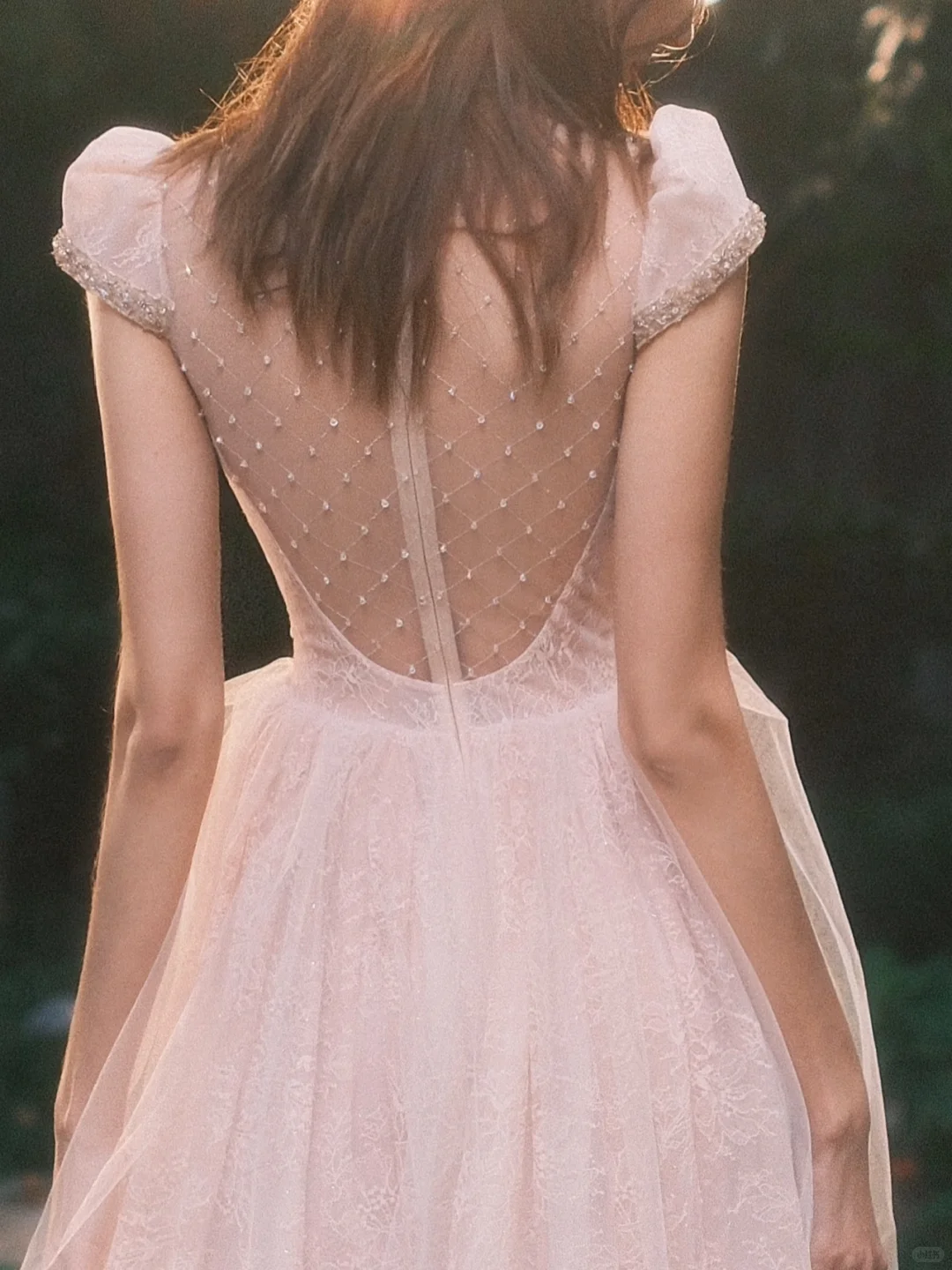 Princess A Line Round Neck Beaded White Lace Tulle Long Prom Dress Evening Dress SH3317
