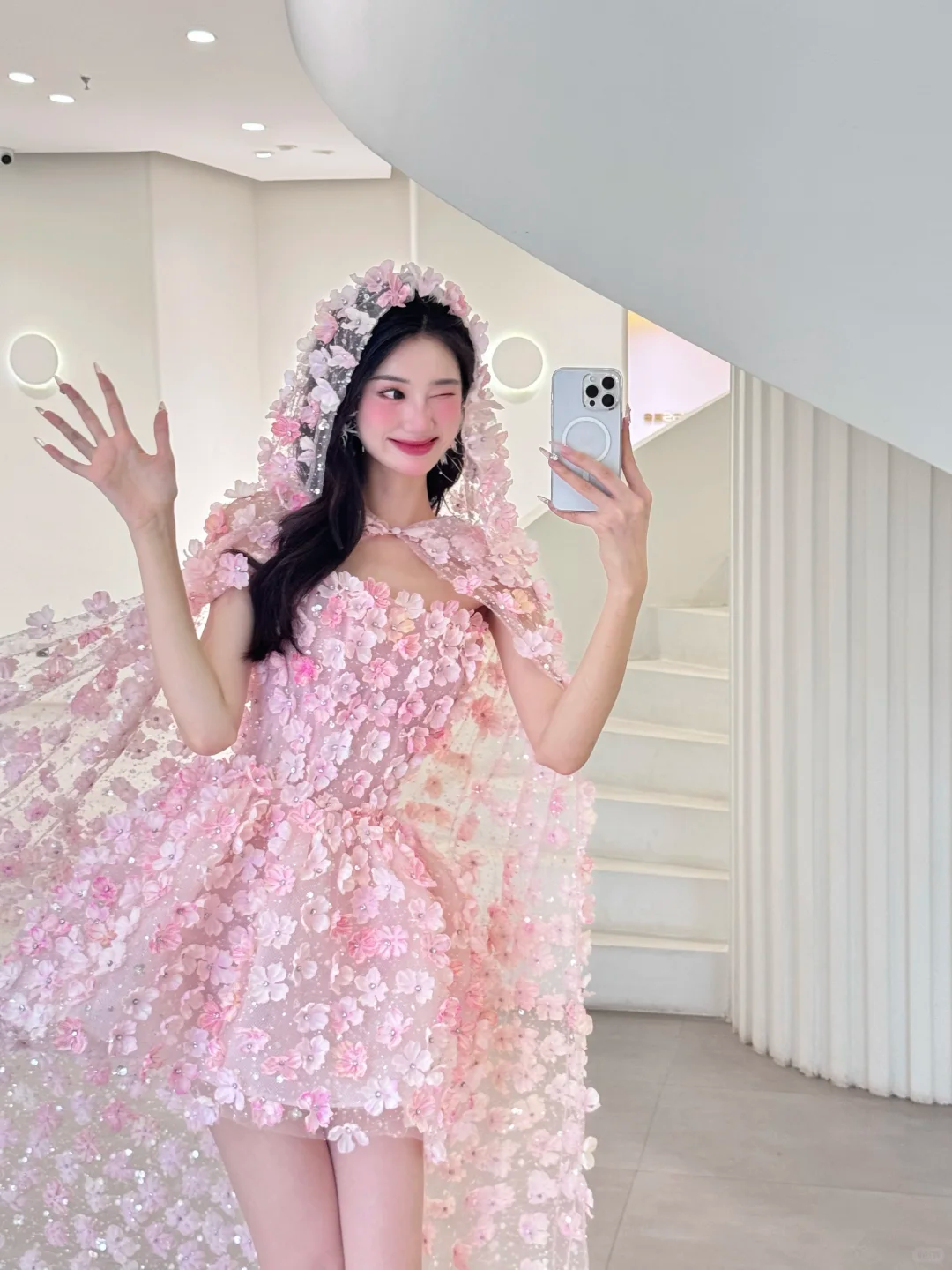 Stunning A Line Strapless Flower Pink Tulle Short Homecoming Dress Cocktail Dress SH2994