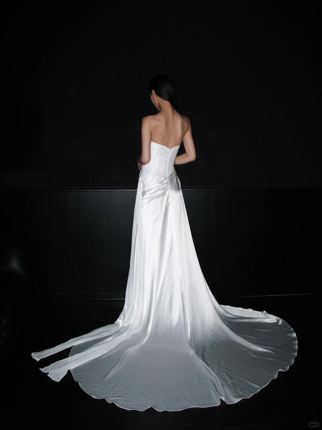 Beautiful Sheath Strapless Pleated Tulle Satin Long Wedding Dress SH8910