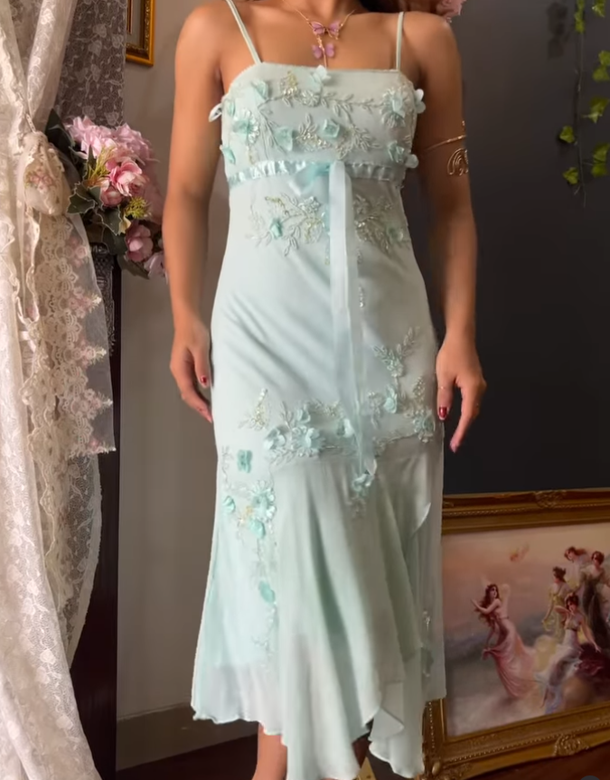 Baby Blue A Line Straps Exquisite Beaded Chiffon Prom Dress Graduation Prom Dress SH5488