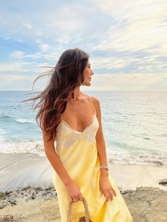 Simple Sheath Spaghetti Strap Lace Yellow Satin Long Prom Dress Evening Dress SH2013