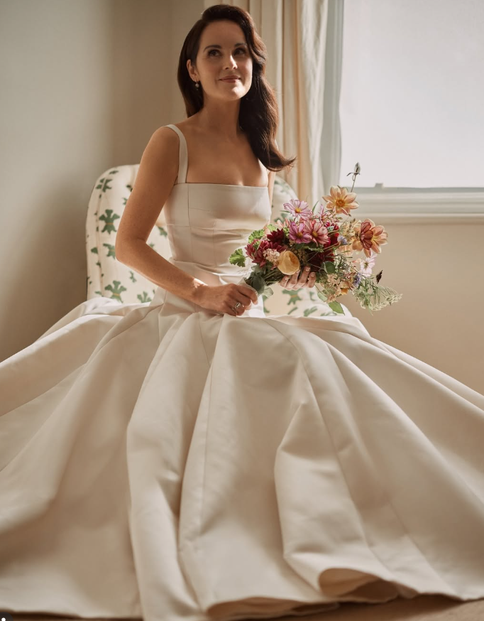 Simple A Line Spaghetti Strap White Satin Long Wedding Dress SH8258