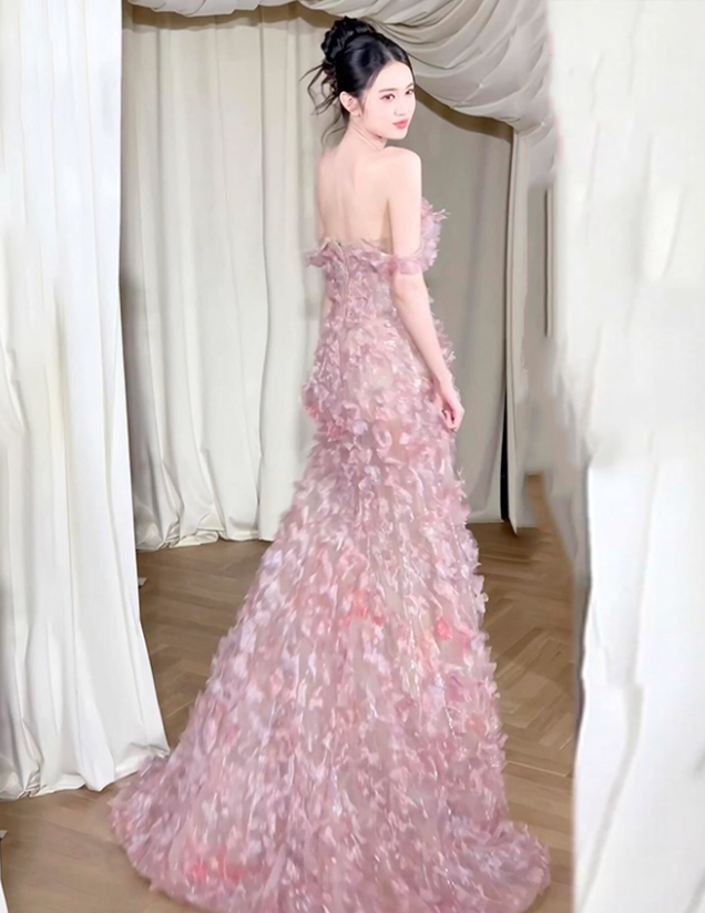 Romantic A Line Off the Shoulder Floral Tulle Prom Dress 16th Birthday Dress SH4137
