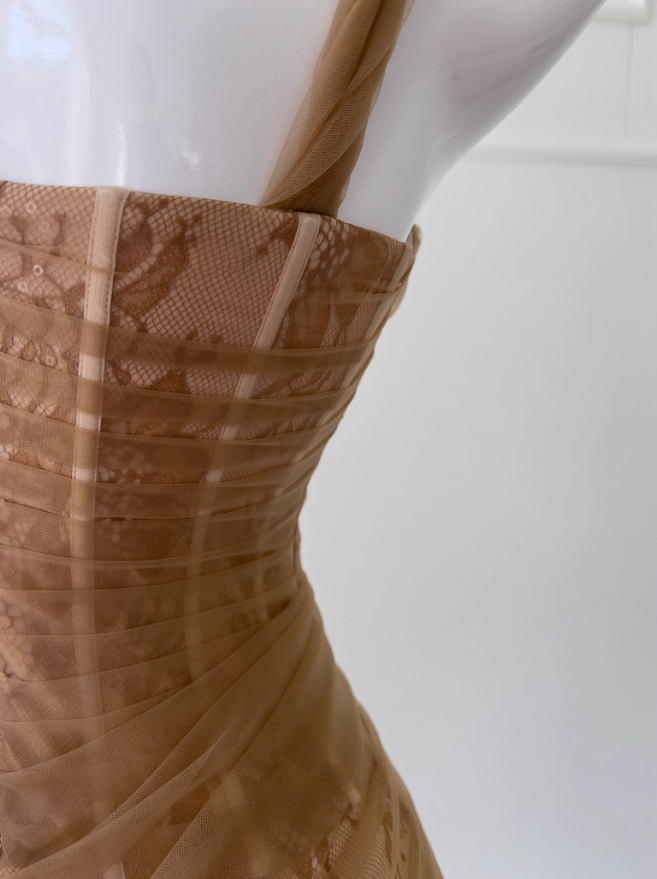 Sexy Brown Sheath One Shoulder Lace Prom Dress Birthday Dress SH4510