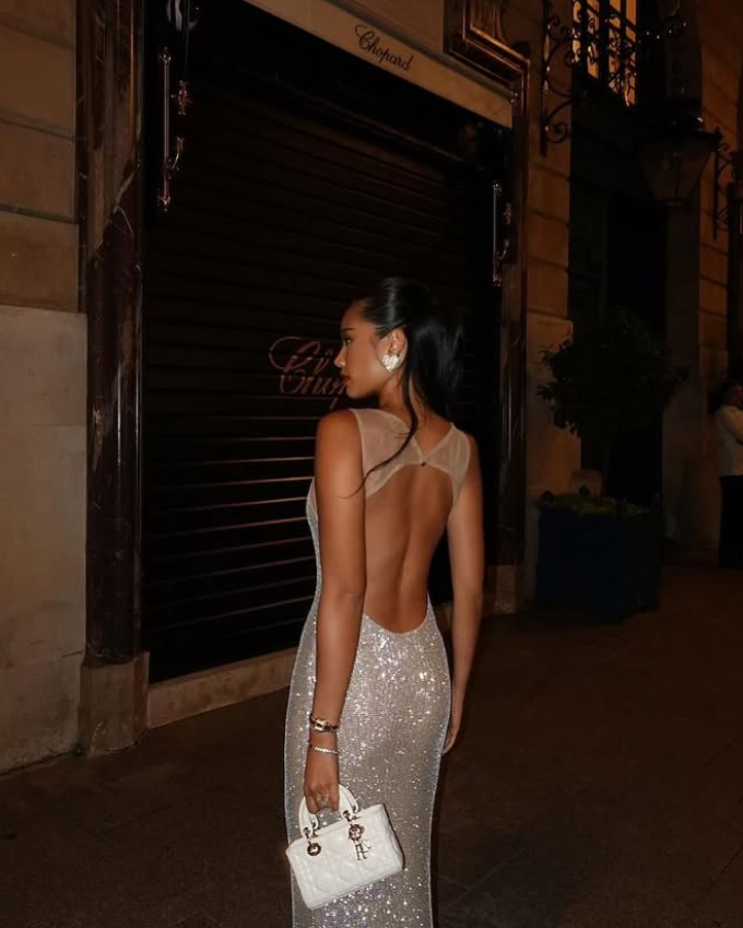 Shiny Sheath Straps Rhinestone Tulle Open Back Prom Dress Evening Dress SH2124