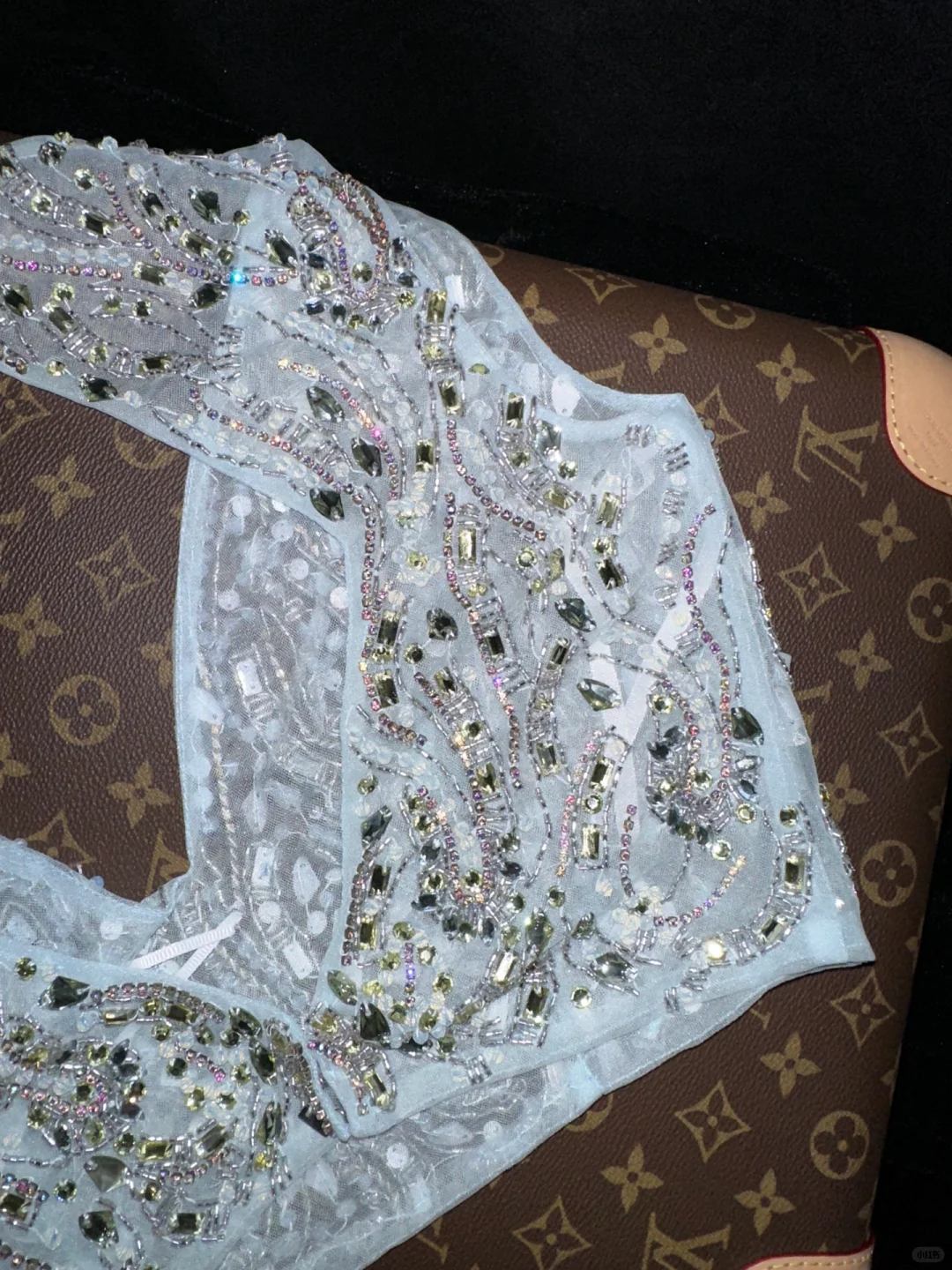Shiny A Line V Neck Two Piece Beaded Baby Blue Tulle Long Prom Dress Evening Dress SH3141