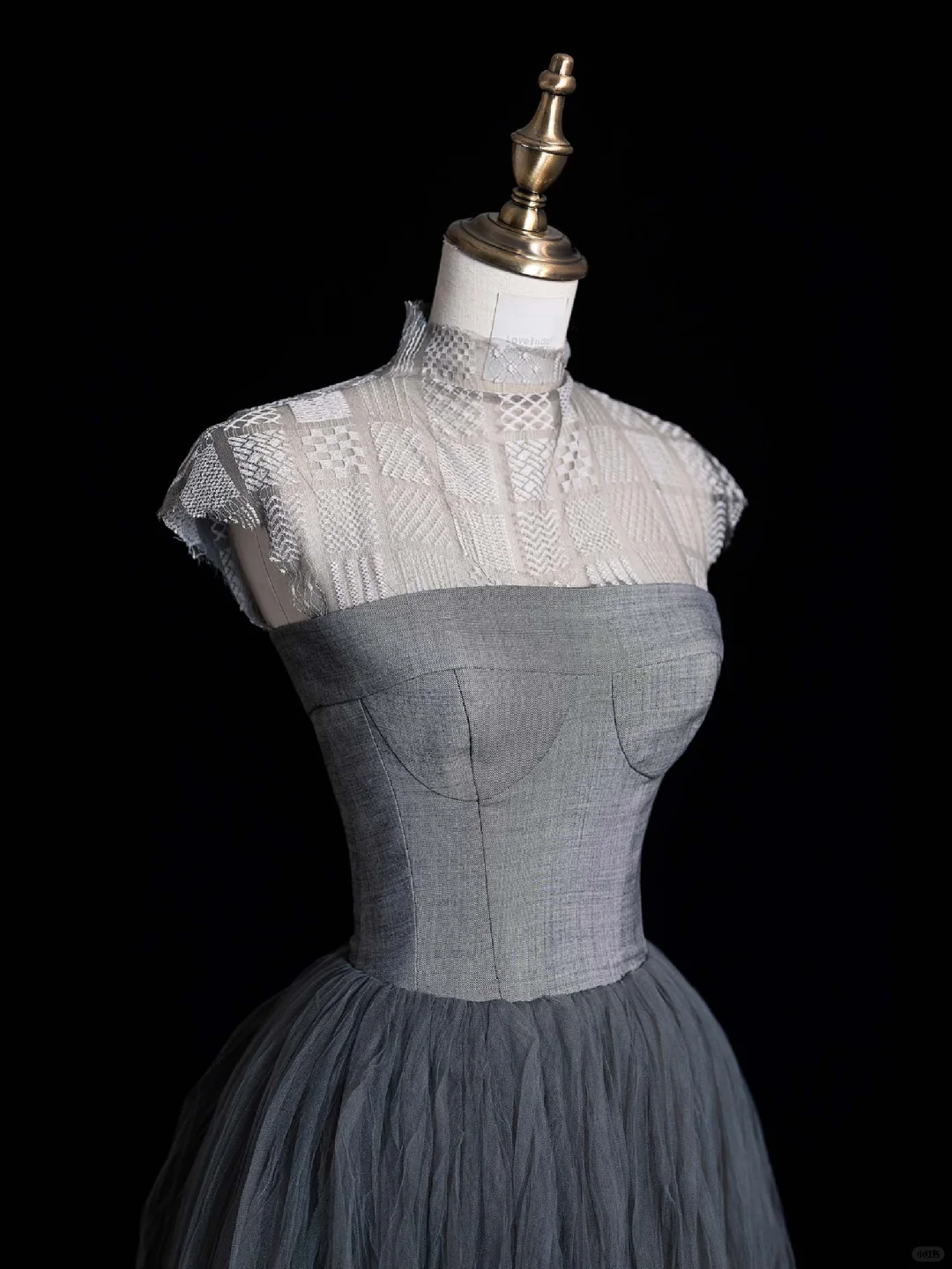 Simple Grey A Line High Neck Satin Tulle Long Prom Dress Graduation Prom Dress SH2521