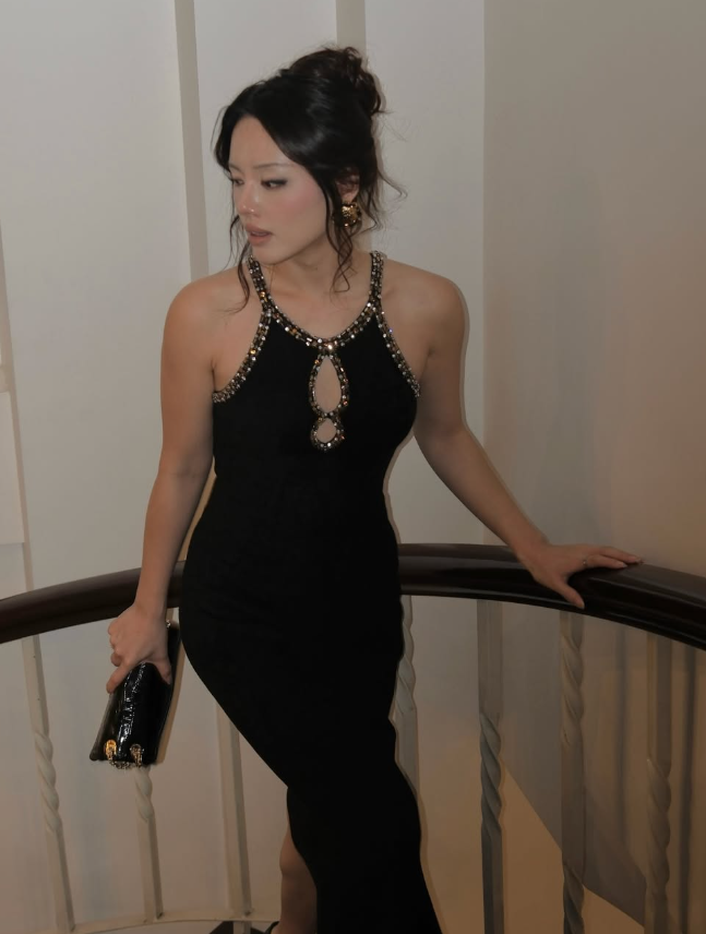 Sexy Black Sheath Straps Beaded Satin Long Party Dress Cocktail Dress Date Dress SH3686