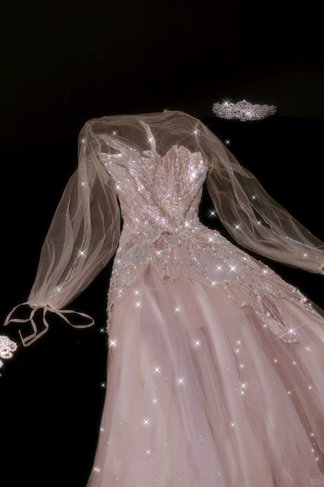 Exquisite A Line Long Sleeve Sequin Tulle Prom Dress Party Dress SH3398