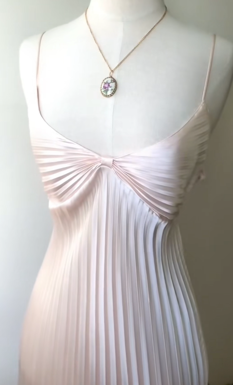 Simple A Line Spaghetti Straps Pleated White Satin Chiffon Prom Dress Evening Dress SH4243
