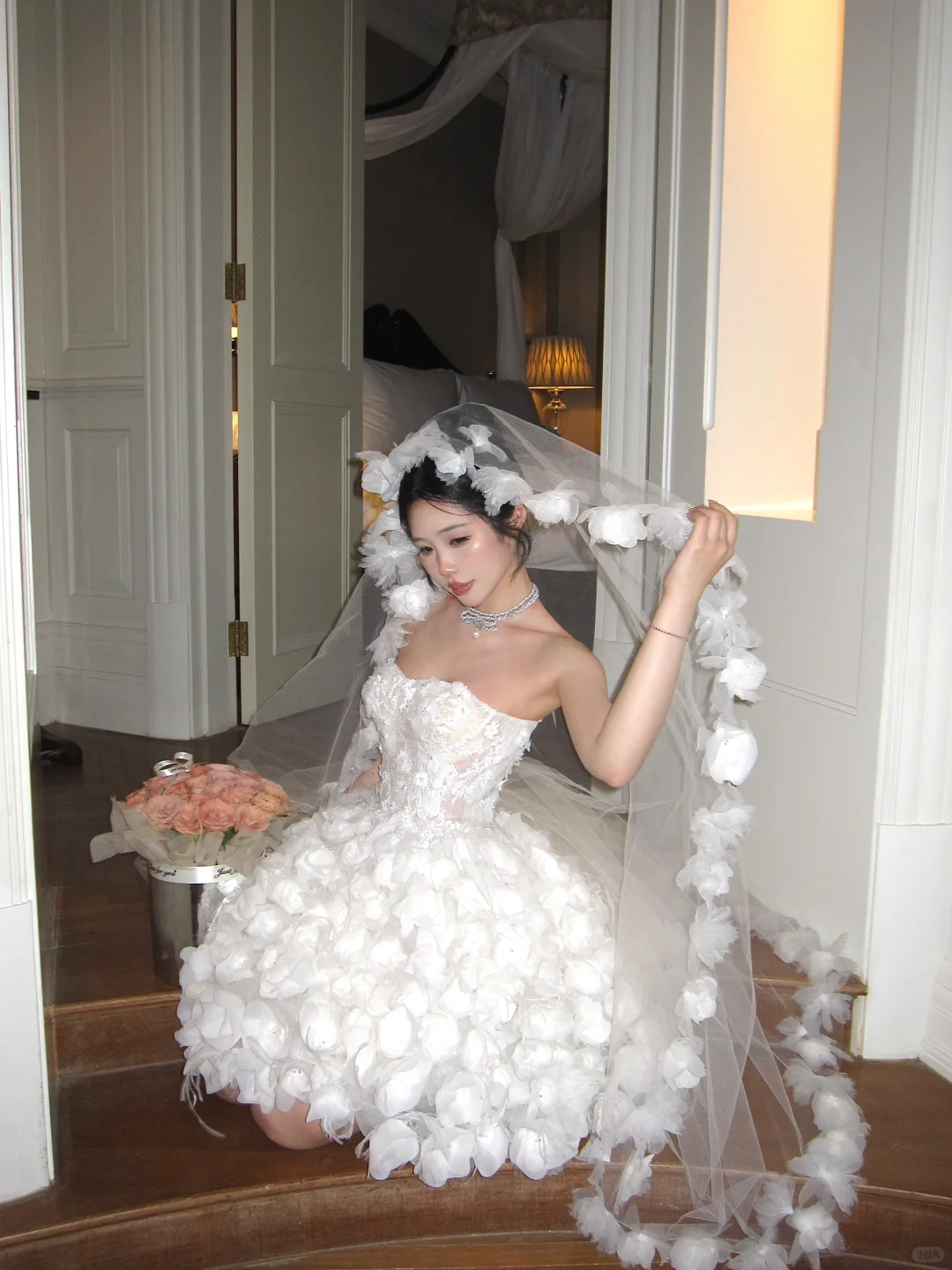 Exquisite 3D Floral A Line Strapless White Tulle Short Cocktail Dress Homecoming Dress SH3403