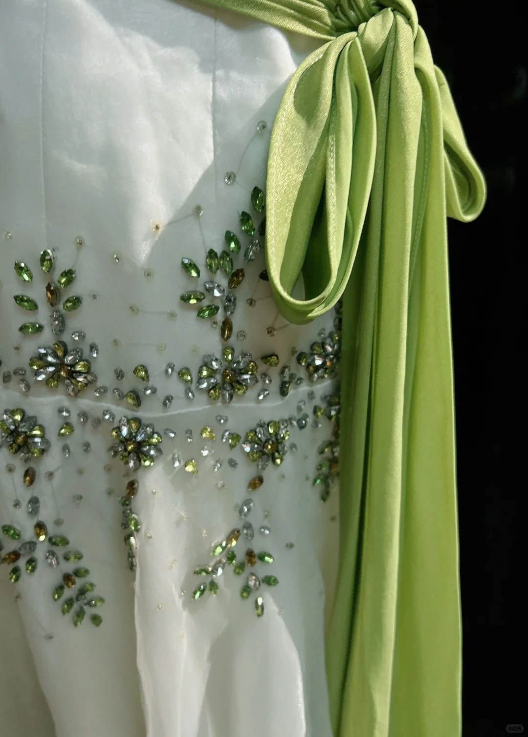 Vintage A Line Spaghetti Strap Green Appliques Beaded Tulle Satin Homecoming Dress SH3337