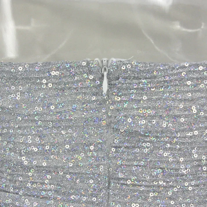 Strapless Silver Short Homecoming Dress With Side Ruffules Mini Party Dress SH1454