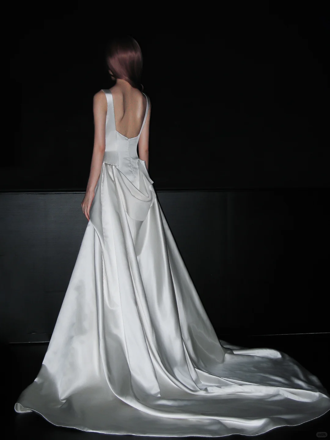 Classy White A Line Straps Satin Simple Pleated Long Wedding Dress SH4713