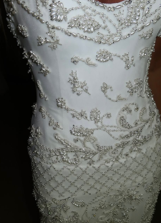 Exquisite A Line Spaghetti Strap Pearl Beaded White Tulle Prom Dress Wedding Guest Dress SH4721