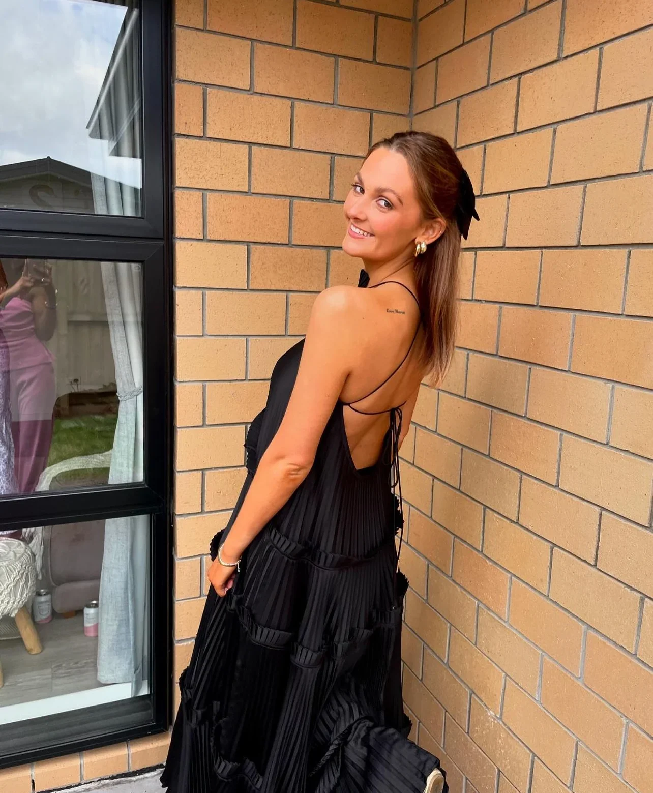 Sexy A Line Halter Black Satin Open Back Prom Dress Evening Dress SH2144