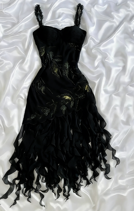 Dark Green Chiffon Ruffle Prom Dress Formal Dress Homecoming Dress SH3936