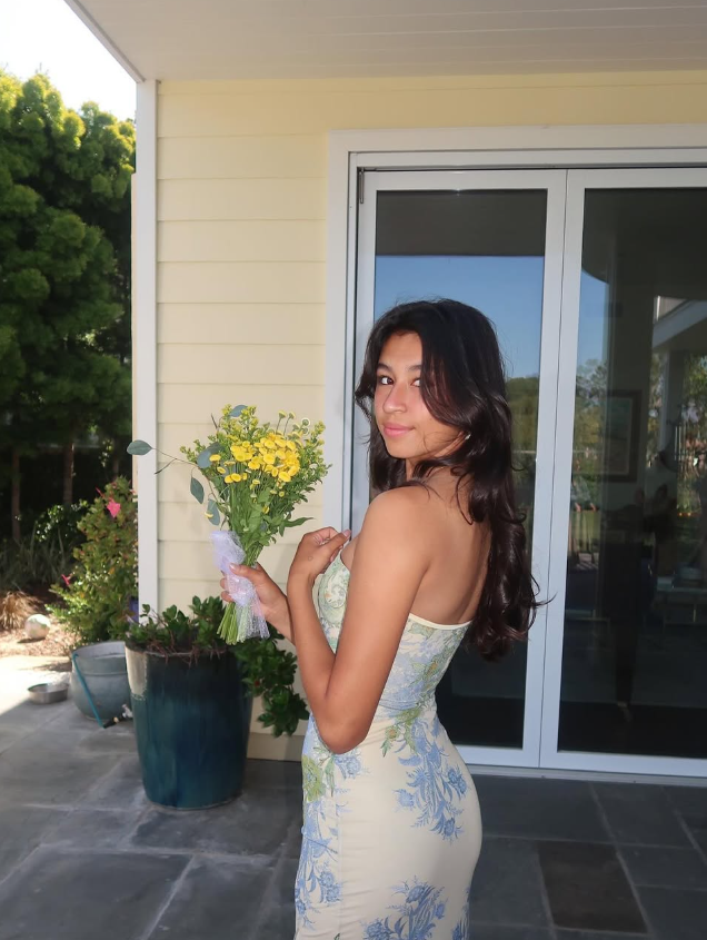 Retro Blue Print Floral Strapless Satin Long Outfit Party Dress 18 Birthday Dress SH3517